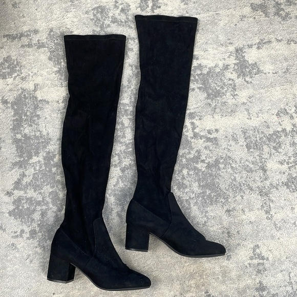 Steve Madden Isaac Black Vegan Suede Over the Knee Boots Black Sz 8 - Picture 4 of 16